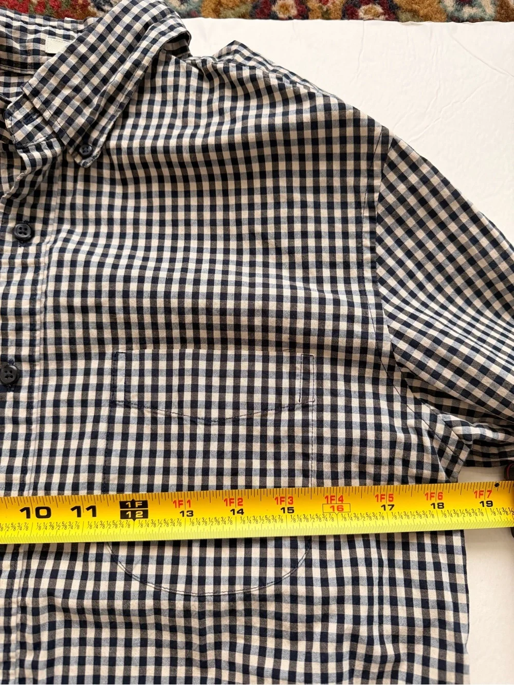 J.Crew Men’s Gingham Button Down Shirt Slim Stretch Medium Black/White Checkered